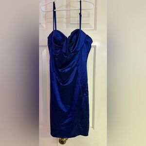 Elegant Blue Satin Dress Windsor Medium Homecoming